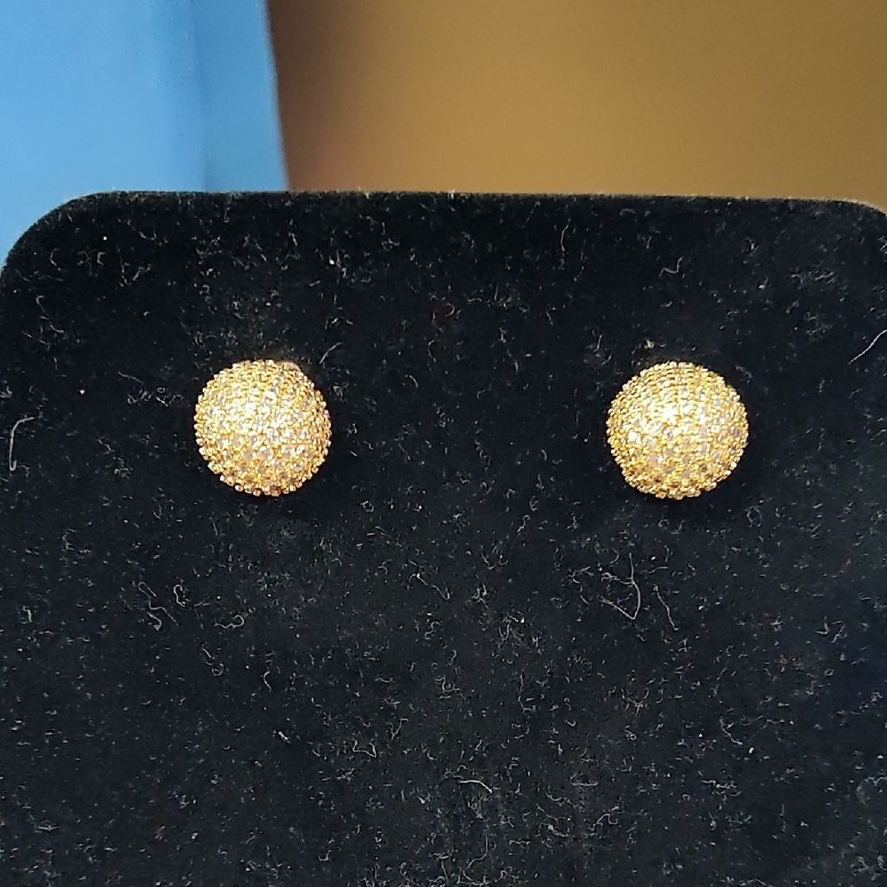 Gold Pavé Earrings with Sparkling Crystals
